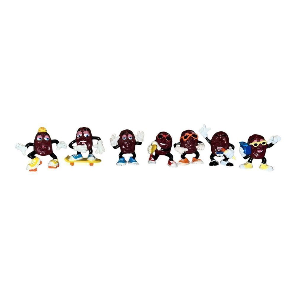 Hardees Vintage Lot of 7 California Raisins Figures Plastic 1989 Surfer EUC